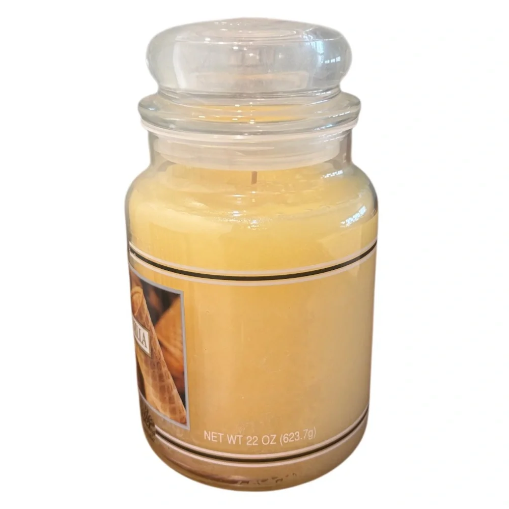 Yankee Candle Jar Black Band French Vanilla Rare Vintage Cream Off White 22 Oz